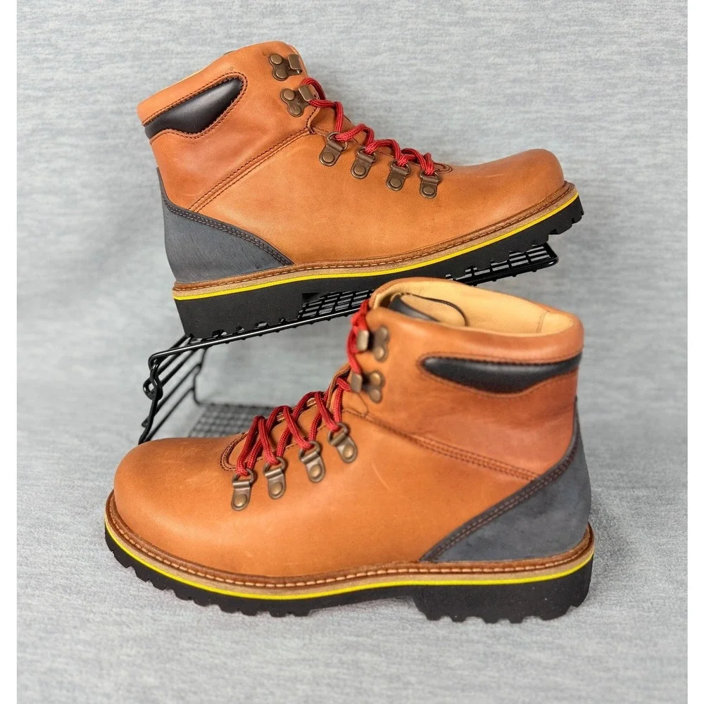 Samuel Hubbard Mt Tam Hiking Boots Mens 7 Brown Saddle Bag Tan Leather Comfort